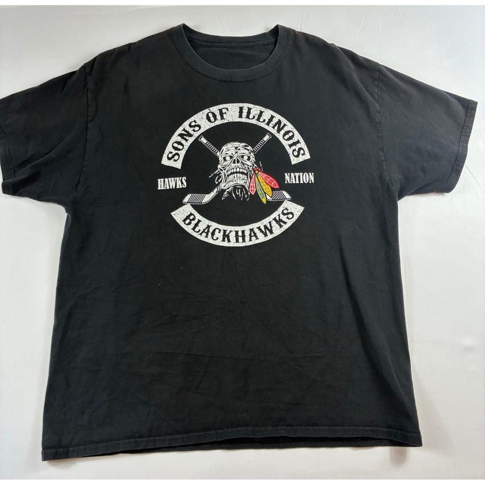 Unbranded Chicago Blackhawks T-Shirt Mens XL Black Sons Of Illinois Hawks Nation